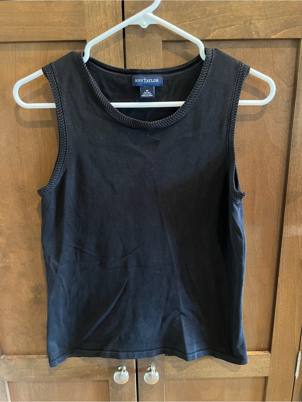 Ann Taylor Silk-Blend Sleeveless Knit Sweater Tank Top - Black